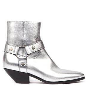 Saint Laurent West Harness Boots In Silver